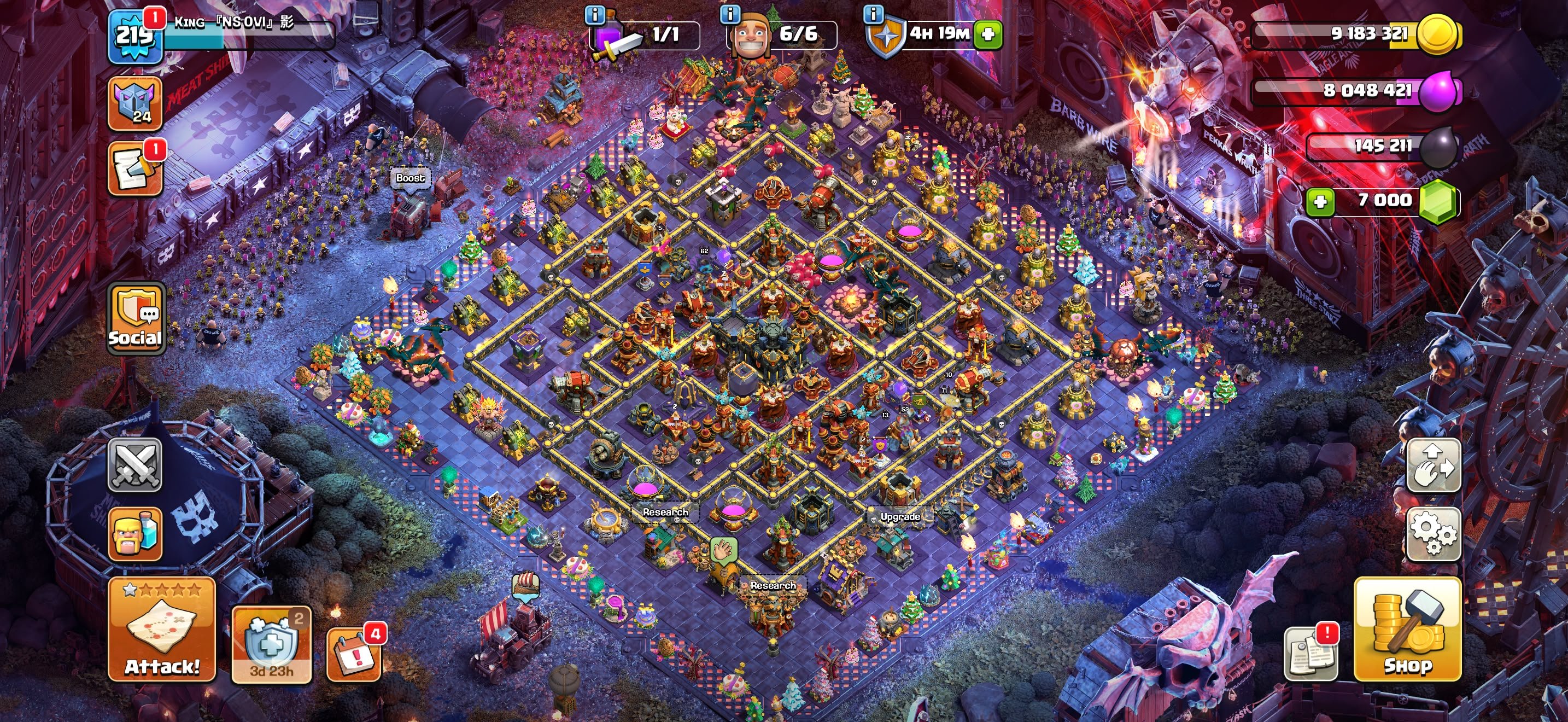 ▣ TH 17 Near Max ▣ XL Scenery ▣ 73-71-62-62-30 ▣ 12x Epic Near Max ▣ NC Yes ▣ BH 10, 17 TH Main Village, 10 TH Builder