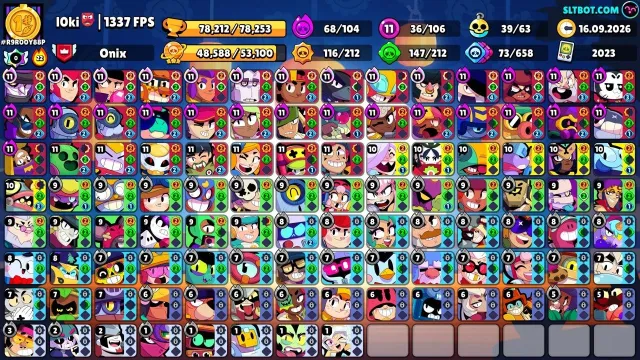 🏆78,212 trophies🏆👤106 out of 107👤💎SKINS~35k 💎🏅no protection🏅✅brawler available✅☘️ 36-11 POWER☘️, 78212 trophies, 106 brawlers, 49 primes