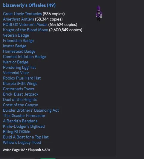 2009|rare tentacles 500+ copies on roblox + aa 26k copied + history trading on rolimons, Sale, Voice chat: Yes