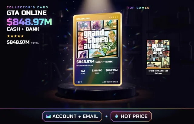 🏎️ ◆ $848.97M ВСЕГО • РАНГ 172 • GRAND THEFT AUTO V • GRAND THEFT AUTO: SAN ANDREAS • ПОЛНЫЙ ДОСТУП, Продажа