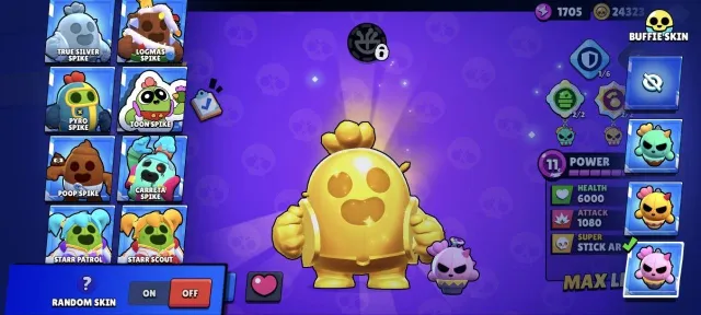 COOL CHARGED ACCOUNT SINCE 2018, HAS ALL THE SPIKE SKINS, trophies 60000, brawlers 104, primes 41