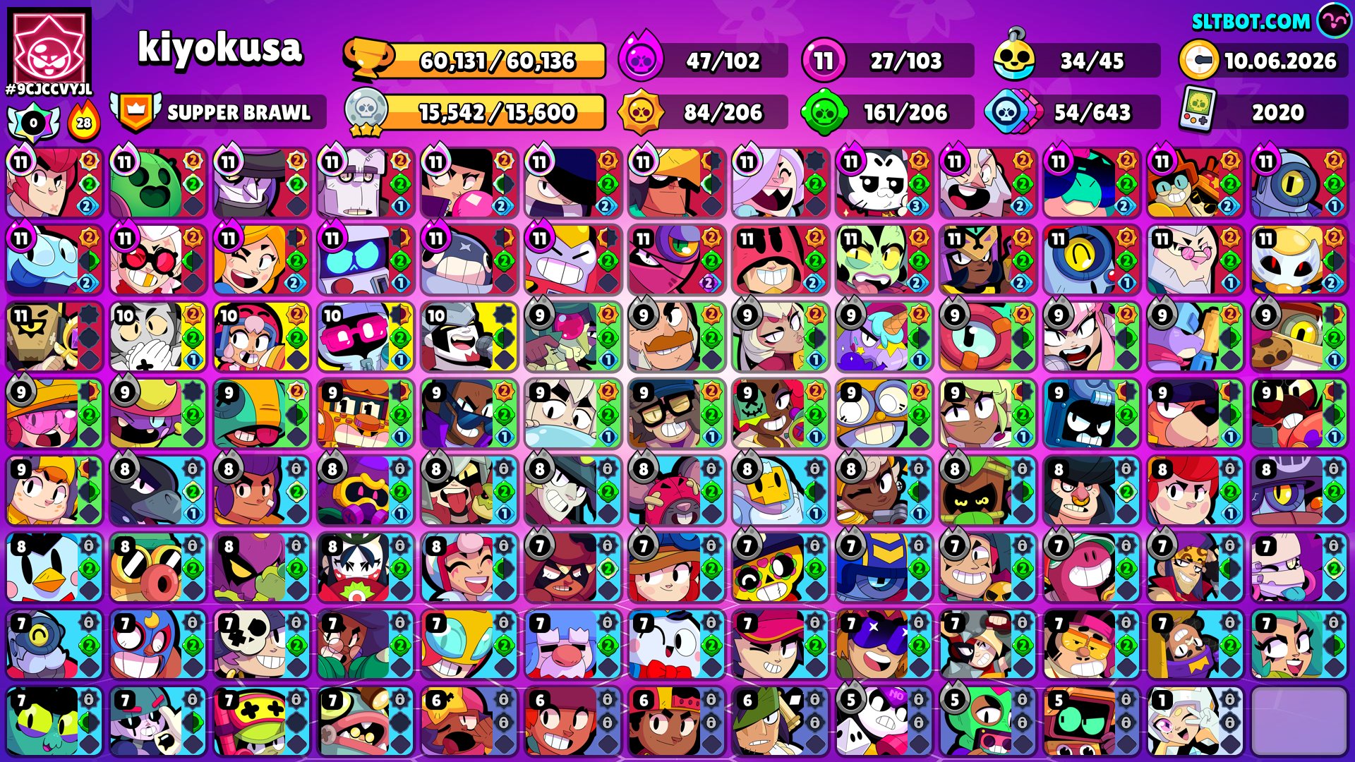 Best acount ful bravler more skins more full power, trophies 60000, brawlers 103, primes 33