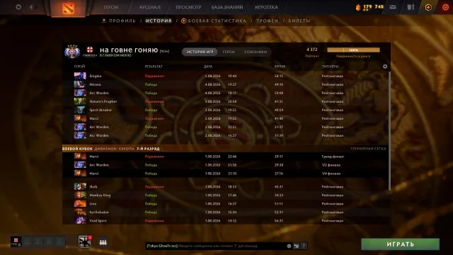 💖💥PERSONAL ACCOUNT 4400 MMR, MAIN POOL, 86 TROPHIES, 5K MATCHES, 8 ARCANA💥💖, Sale, 4400 MMR, 12000 Behavior score, 7600 вежливости, 5060 games, 5400 hours