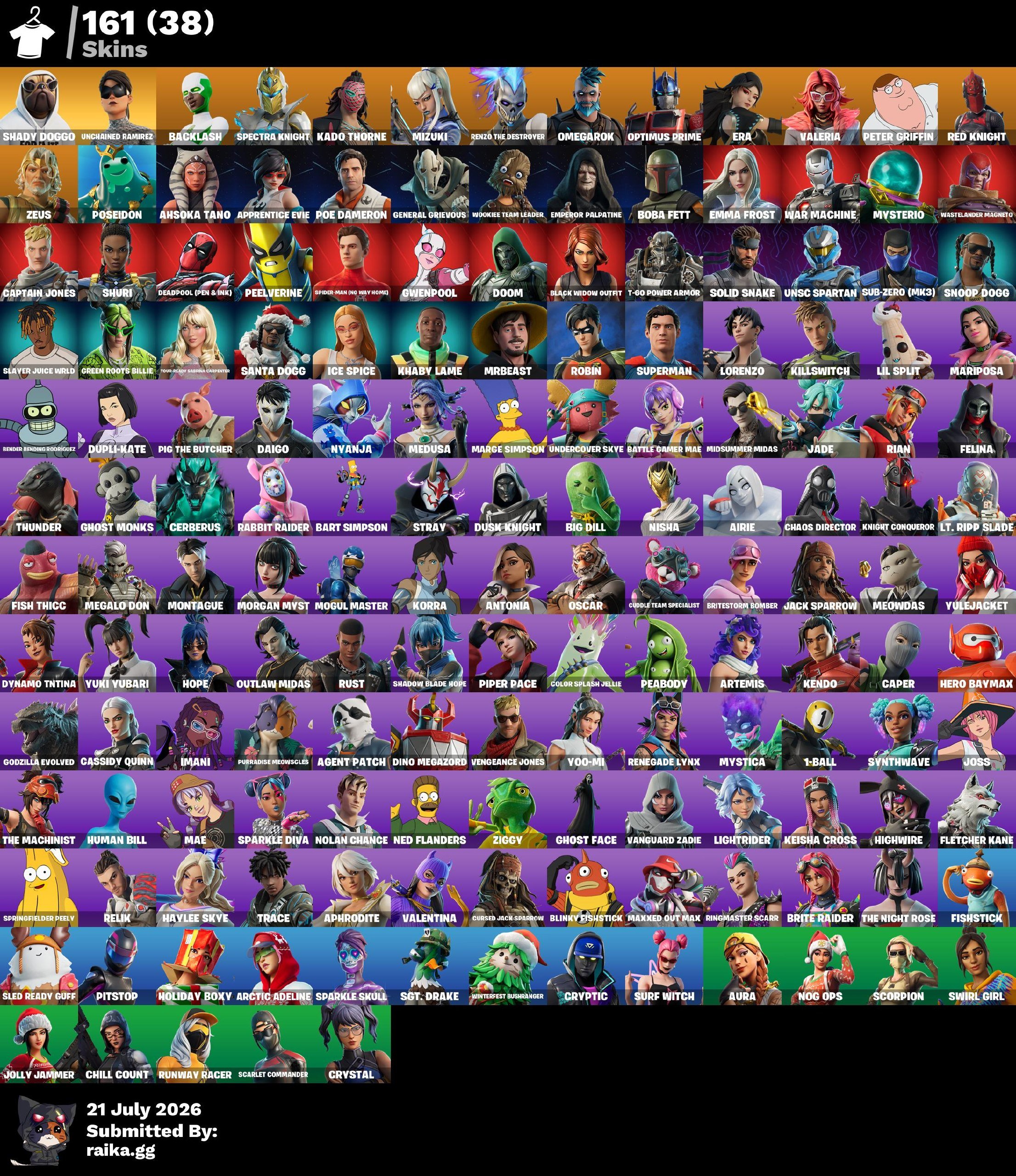 FORTNITE 161 SKINS | BALENCIAGA SET | BACKLASH (SUPERHERO) | REAPER PICKAXE | GET GRIDDY, Sale, skins 161
