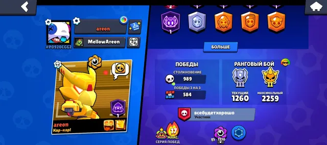 I stopped playing, but that's it., trophies 18431, brawlers 82, primes 7