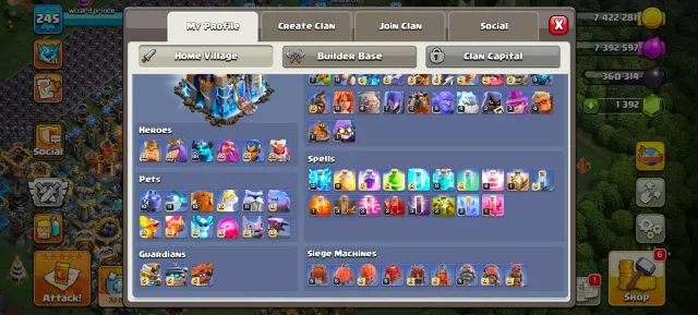 Th18➤Near max➤5 hero max➤10 epics level 20➤3 epic max➤good equipment➤NC free➤good equipment➤, 18 TH Родной Деревни, 10 TH Строителя
