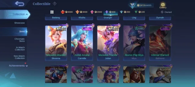🔥Collector Natalia EPIC❤️ Harley Carmila Freya changi Gusion lunox Hero emblem Max🔥, Sale, Rank: Mythic, Level: 72, Winrate: 53%, Heroes: 133, Skins: 204