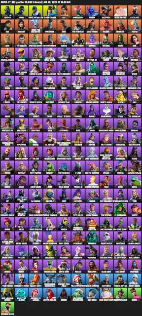 👕 211 Skins | 🪓 297 Pickaxes | 💃 225 Emotes | ☂️ 216 Gliders | 🏅 Level 3,715 | 🌐 All Platforms, Sale, skins 211