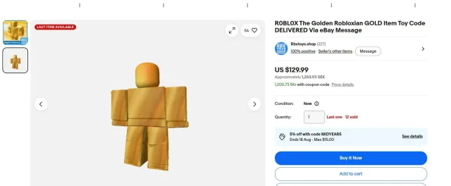 🌟 🌟 OLD ACCOUNT + TOYCODE: TheGoldenRobloxian | 2,500+ RAP | MANY OFFSALES 🌟 🌟, Sale, Voice chat: No