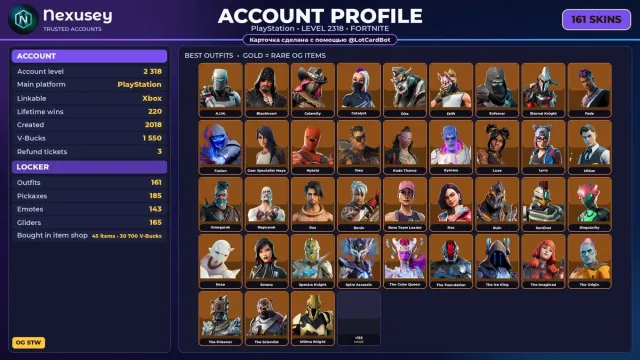 🚀 ⟦ FORTNITE ⟧ OG STW, Ride The Pony, Rose Team Leader ✦ 161 skins ✦ 2318 level ✦ 1550 V-Bucks ✨, Sale, skins 161