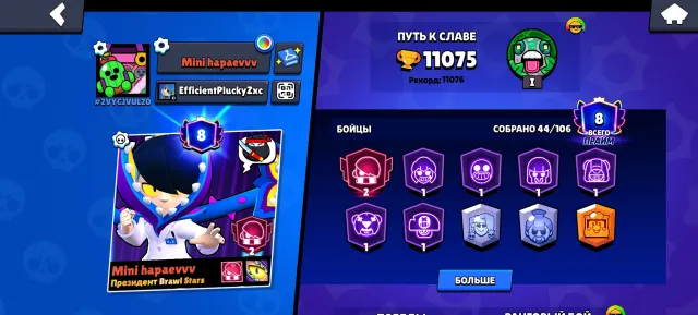 ACCOUNT REBINDING, 11075 trophies, 44 brawlers, 8 primes
