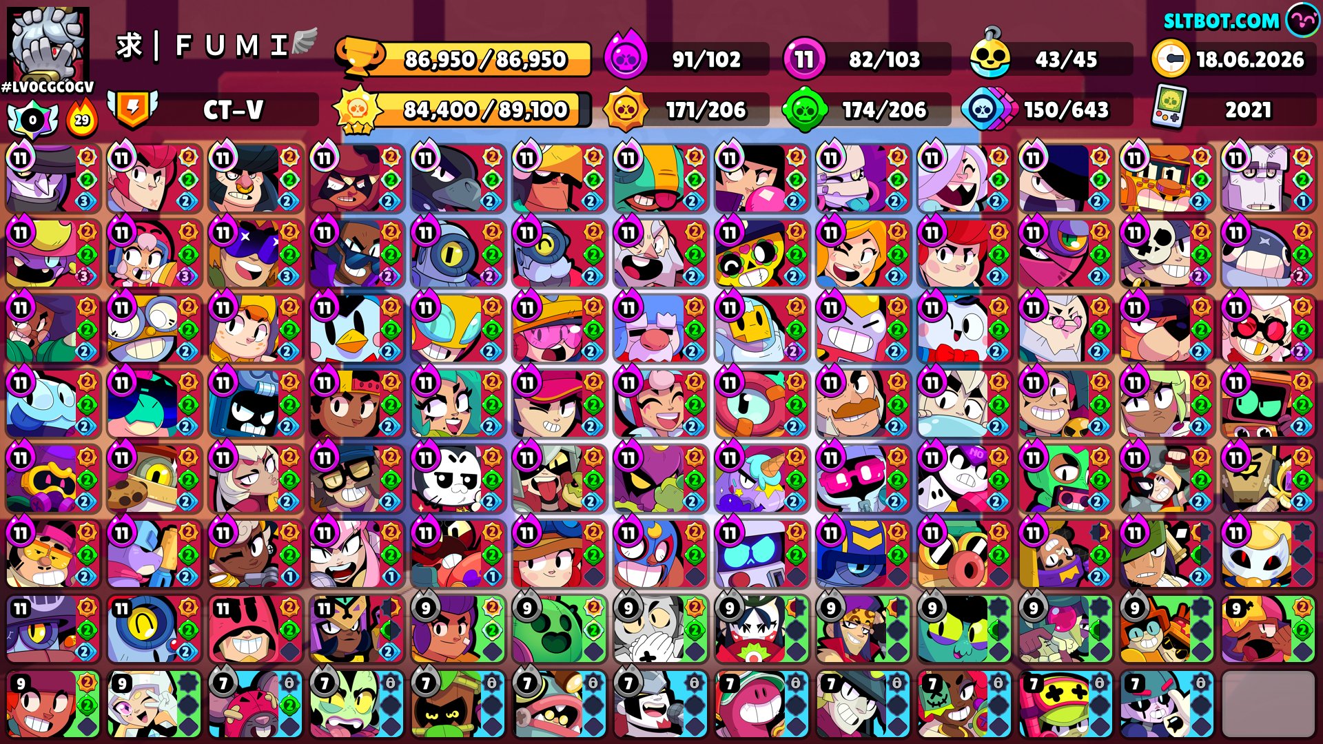 🔥MASTER🔥 AND ❤️🔥82 MAX POWER 91 HYPER❤️🔥🌸A LOT OF SKINS, trophies 87000, brawlers 104, primes 65