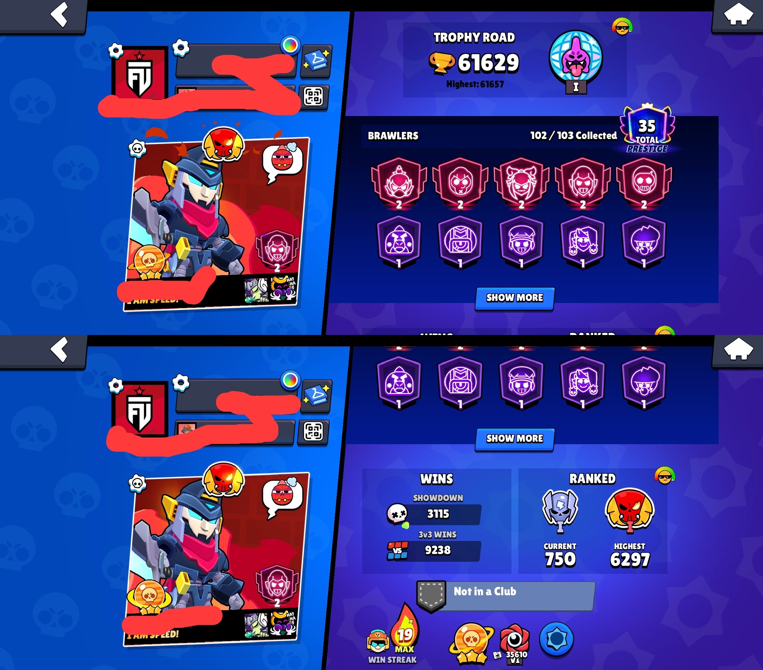🏆𝟰𝟲𝐊🏆【ACC 𝟮𝟬𝟮𝟭】👤89/1О4👤𝟭𝟵𝟱 SKINS~15k💎❰𝟮𝟮 11-x C HYPER❱📹VIDEO REVIEW📹, trophies 46000, brawlers 89