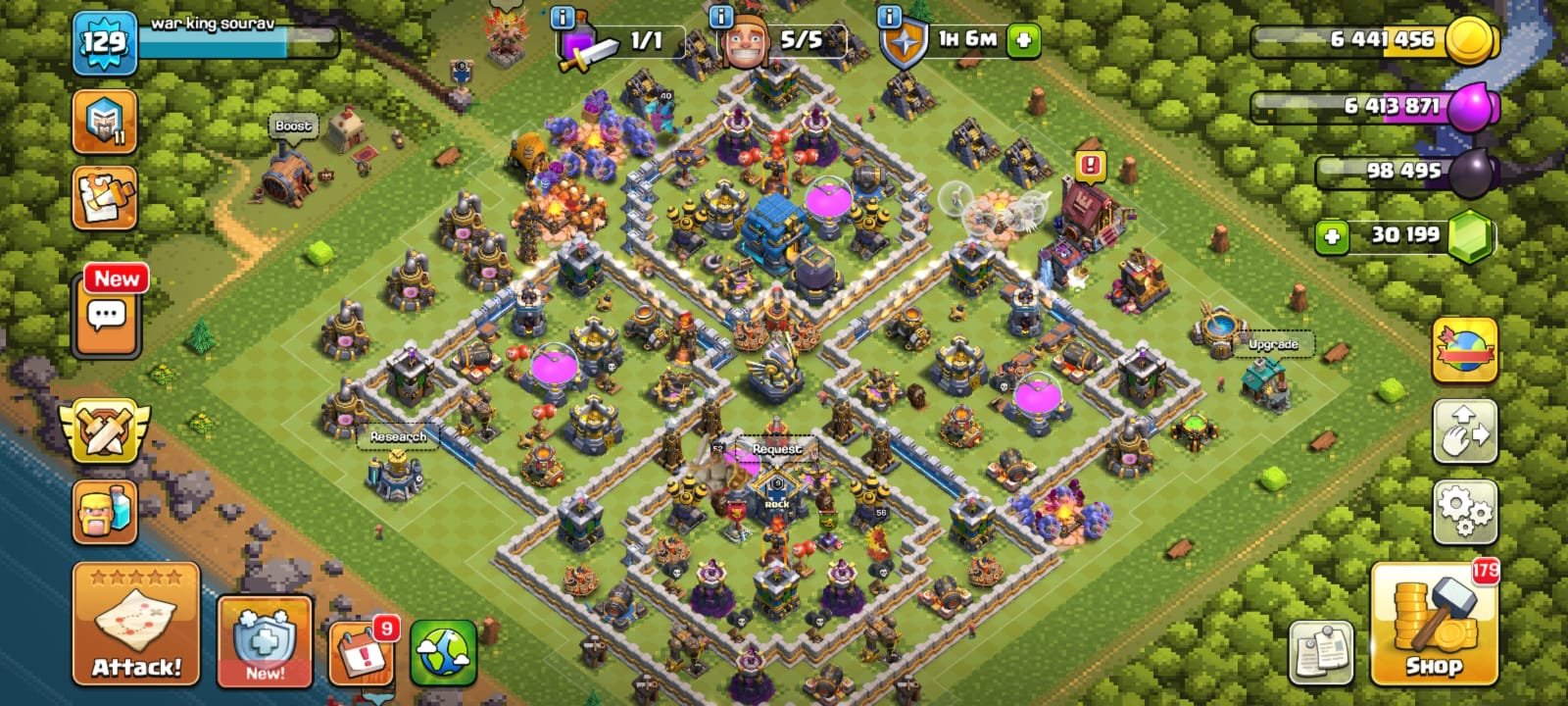 🏆 TH12 RAREST ONE 🏆 30200 GEMS 🏆 RAREST LEAGUE QUEEN 🏆 10X SKINS AVAILABLE 🏆 52-56-40-22 🏆, 12 TH Main Village
