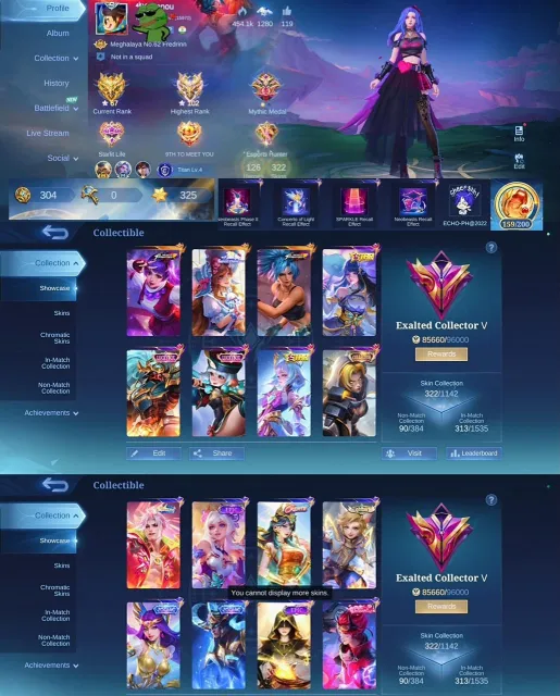 🏆 Exalted 5 💎 159 Magic Core 👑 Guinevere KOF⚡Alpha Event Box ✨ Fredrinn Sparkle 💖 Claude Valentine, Продажа, Ранг: Мифический Бессмертный, Уровень: 64, Процент побед: 70%, Герои: 126, Облики: 332