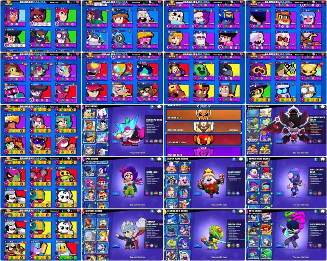 ACC WITH OLD MASTER 2024 YEAR + 102 000 CUPS + BORN BAD BUZZ + REBEL LOLA + SANTA MIKE + NINJA TARA, trophies 102600, brawlers 104, primes 81