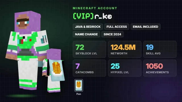 👑 [VIP] 🌱 SkyBlock 72 level 💰 124.5M Networth 🦸 Cloak: Pan ✅ Java & Bedrock & full access, Sale, All account data