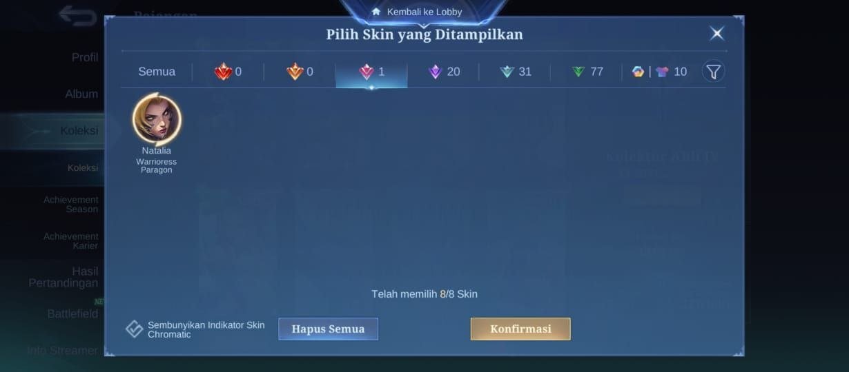 🔥collector Natalia EPIC Gusion 🔥EPIC khufra EPIC YSS EPIC Carmila 🔥EPIC Harley Gaara Vale, Sale, Rank: Mythic, Level: 46, Winrate: 50%, Heroes: 83, Skins: 137