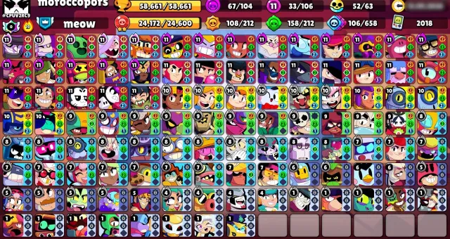 😍MATCHERINO💎🏆58661 CUPS🏆🥊106/106 BRAWLERS🥊🌈304 SKINS ≈31K GEMS🔥✅33 11x POWER✅