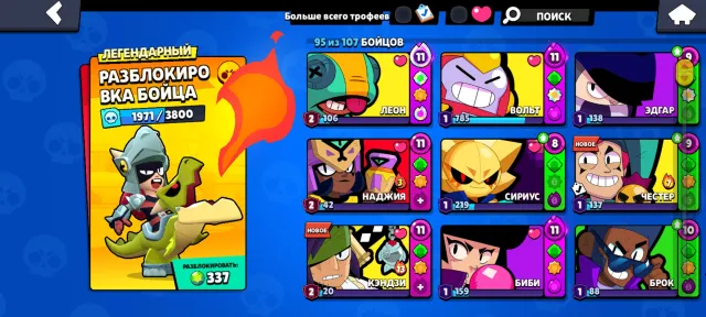 🔥продаю🔥жир акк🔥 чек описание🔥, 51000 кубков, 95 бравлеров, 34 праймов