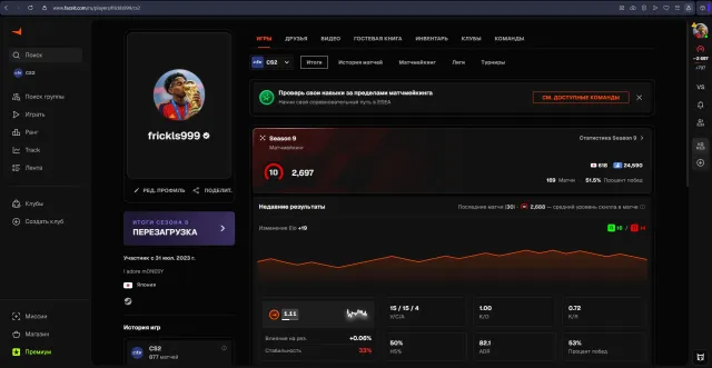 FACEIT 10 LVL, 2697 ELO, VERIFIED, EMAIL RELINK, 1000+ matches, Sale, Inventory empty, No PRIME, FACEIT, 2697 ELO, Registered: Yes