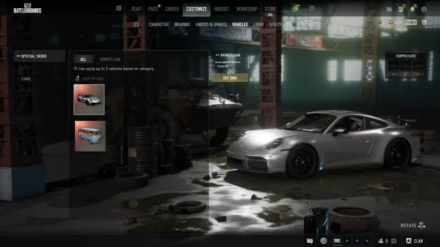 🔥PORSCHE 911 CARRERA GTS ПОРШ🔥26 СУНДУКОВ🔥AKM TENEBRES WRAPPED🔥17+ ОРУЖИЙ💥ОДЕЖДА💥, Нет BATTLEGROUNDS Plus