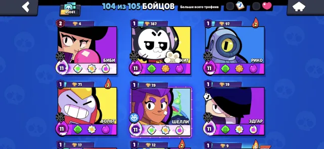 🏆 47085 CUPS 🏆 104 BRAWLERS 🧍♀️, 45085 cups, 104 brawlers, 15 primes