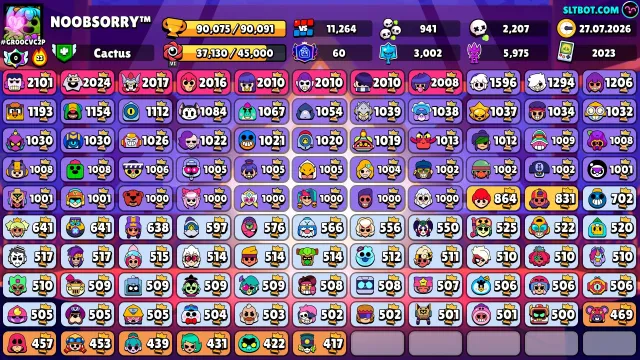 90 Cups, trophies 90000, brawlers 105, primes 60