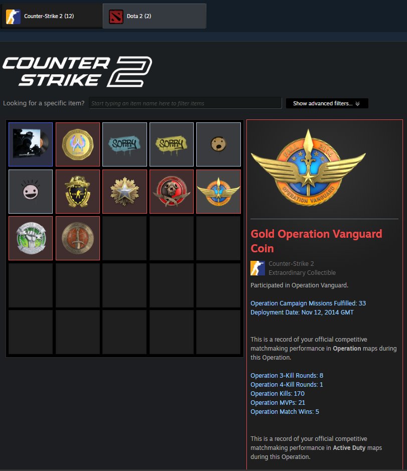 Gold Vanguard【7 Medals】Silver Breakout, Bravo, Bloodhound, 2016 Service, Loyalty, GO | Warranty, Sale, Empty, Yes PRIME