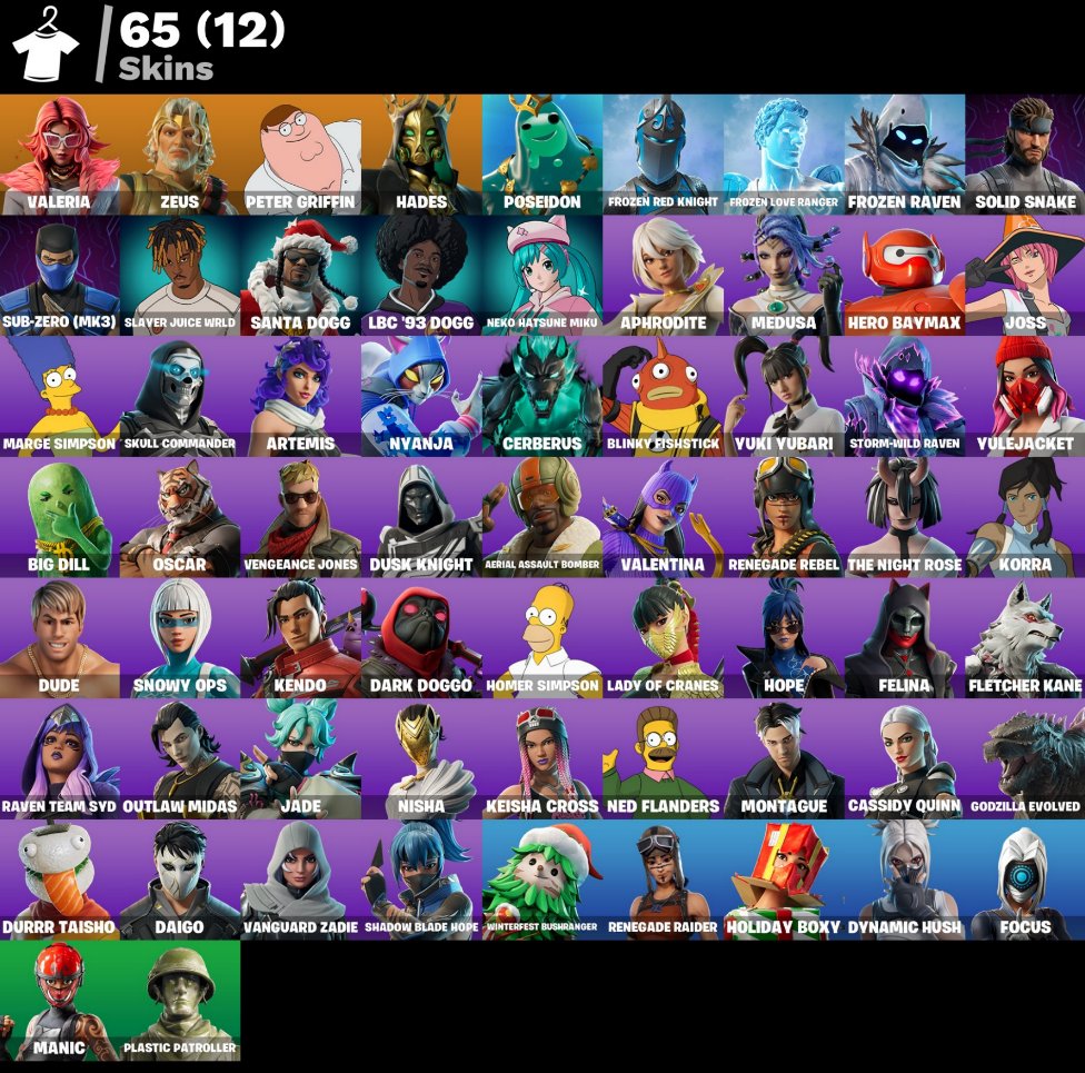 🔥💕[PC] 65 skins | Renegade Raider | Valeria | Zeus | Peter Griffin | Hades ✅FULL ACCESS + WARRANTY✅💕, Sale, skins 65