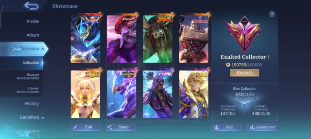 🌌 Saber Legend, 🔥 Chou KOF, 🐼 Akai Kung Fu Panda, 🤖 Granger Transformers, 👑 Beatrix Prime,, Sale, Rank: Unranked, Level: 1, Winrate: 1%, Heroes: 133, Skins: 472