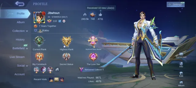 [Safe and Clean] Max. Heroes • Max. Emblems • Lots of Premium and Epic Skins | See Description, Sale, Rank: Epic, Level: 110, Win Rate: 52%, Heroes: 133, Skins: 307