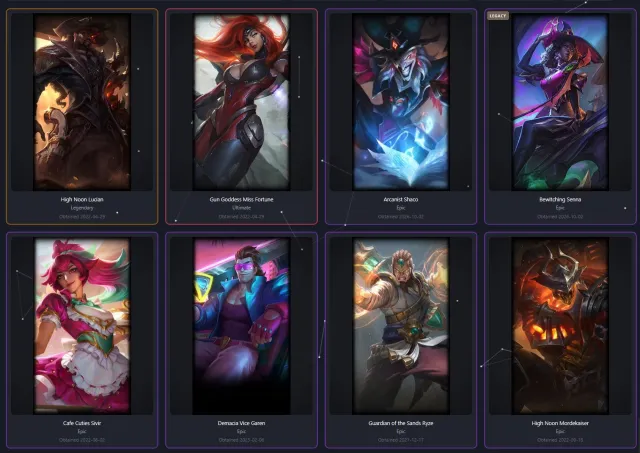 RU / Galaxy Storm MF, Cowboy Lucian, 17 epics, Sale, level 145, champions 123, skins 36, No rank