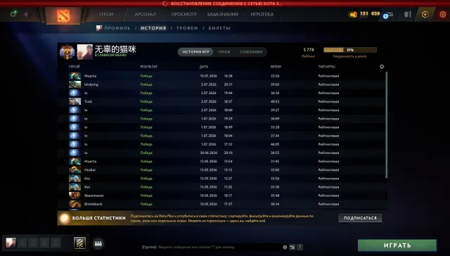 ⭐MAINPOOL⭐TITAN⭐UNDER MAIN⭐COMPLETE DATA CHANGE⭐, Sale, 5778 MMR, 11518 Behavior score, 10443 вежливости, 706 games, 715 hours