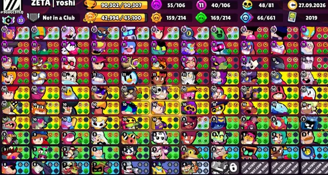 🏆90K👾106/106⭐40 11 POWER😈BAD BAZZ🏆CUP PINS👎CUP WITH DISLIKE🪙MR. TIKS🖌️SPRAY 30 RANK🤖AUTO DELIVERY, 90302 trophies, 106 brawlers, 60 primes