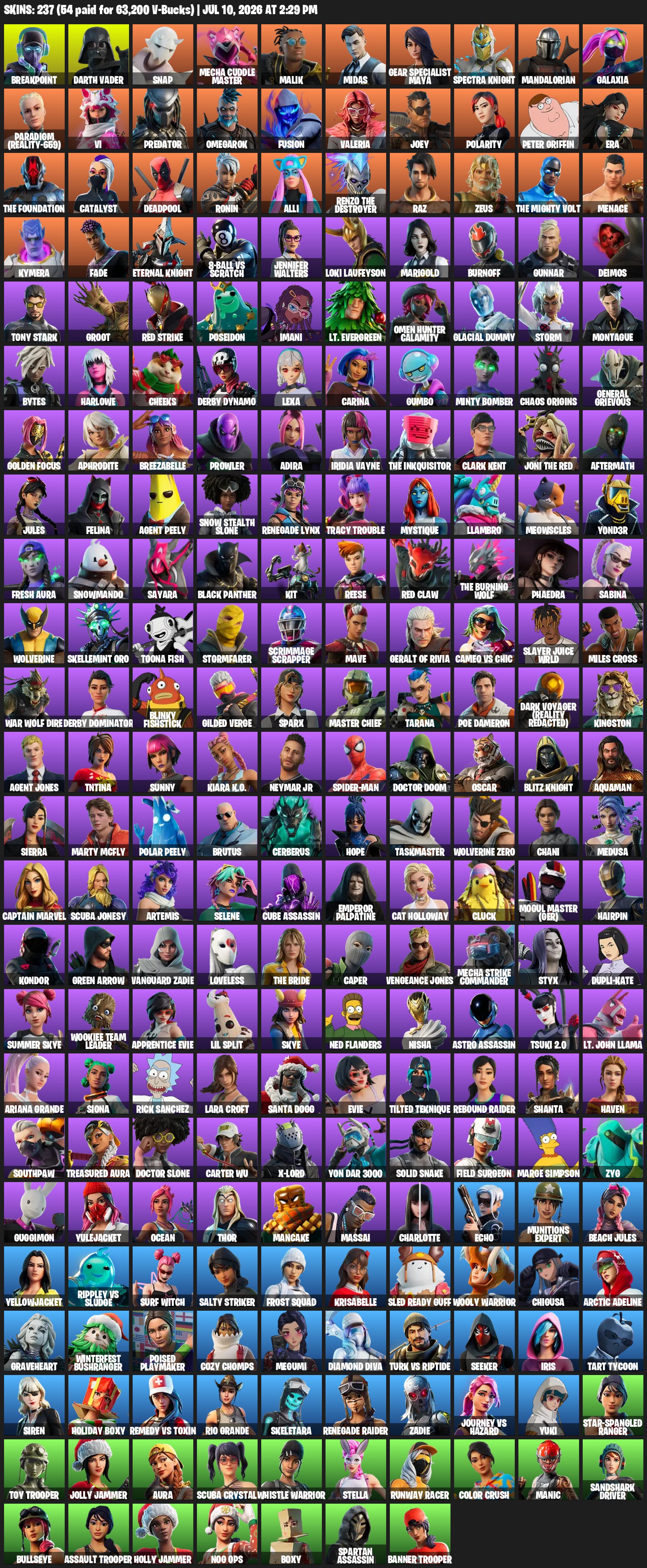 🌸💕237 SKINS🌸💕CHECK SCREENS💕✅FULL ACCESS✅AUTO-ISSUE💕, Sale, skins 237