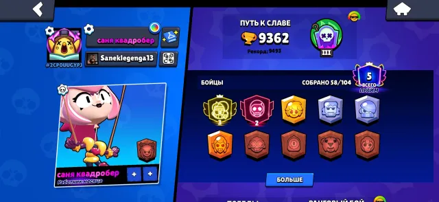 Sjesbdj, trophies 9000, brawlers 70, primes 5