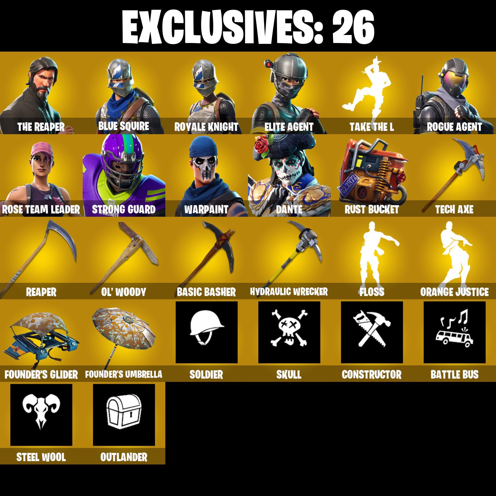 130 SKINS | Royale Knight | Blue Squire | The Reaper | Elite Agent | Rogue Agent, Sale, skins 130