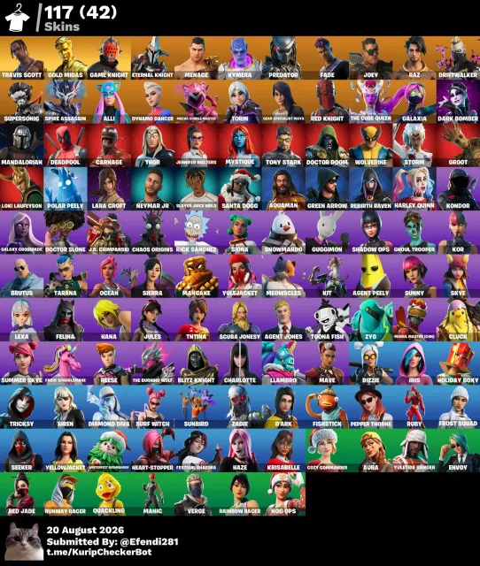 Fortnite-Account mit Travis Scott, Verkauf, Skins 117