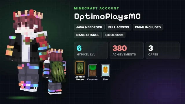 🦸 Cloaks (3): Zombie Horse, Common, Pan ✅ Java & Bedrock & full access, Sale, All account data