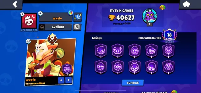 🎮 Account from 2020 🏆 Master in ranked, 40000 trophies, 86 brawlers, 18 primes