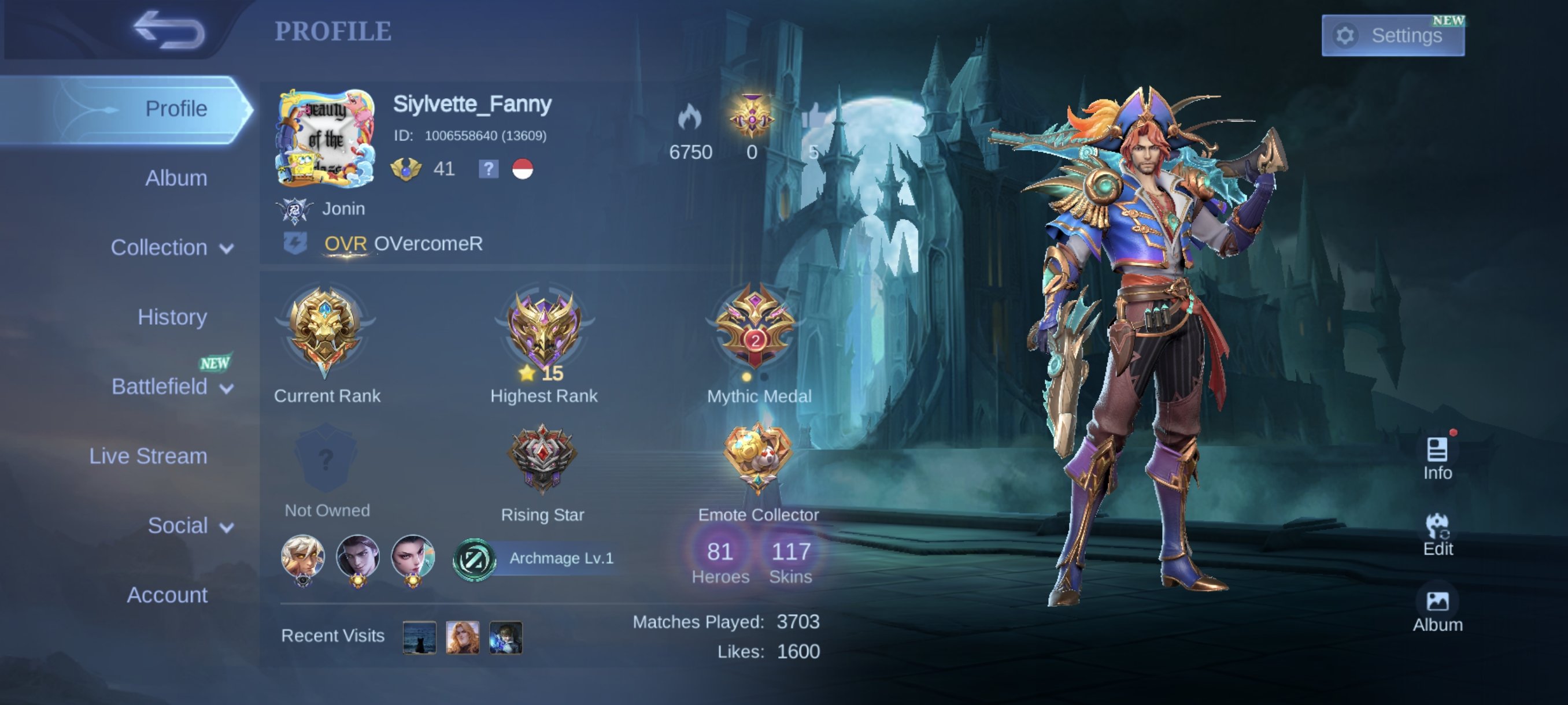 Captain Clint💥Gaara Vale 💣SpongeBob Cyclops✅ Lightborn - Inspirer Harith😎 Blazing Force Aldous🤯, Sale, Rank: Legend, Level: 71, Winrate: 47%, Heroes: 81, Skins: 117