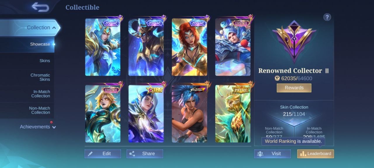 Prime granger KOF Karina LUCKYBOX eduora Zilong Star Lesley Natalia deluxe 38 EPIC firecrwon Recall, Sale, Rank: Mythic, Level: 56, Winrate: 49%, Heroes: 101, Skins: 215