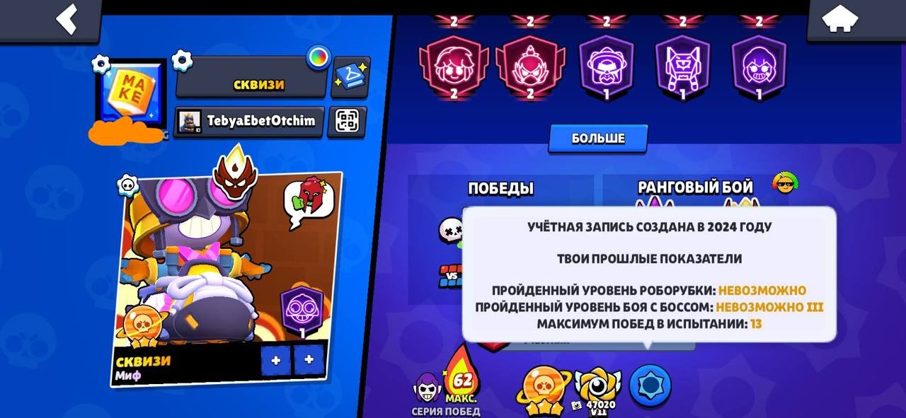 Old akkaunt brawl start to finish 🙃, trophies 114680, brawlers 103, primes 109