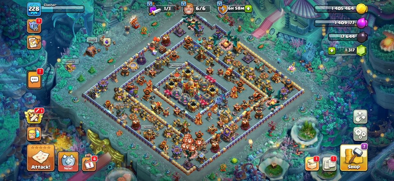 Th 16 Almost Full Max ✦ 228 Xp 6 Builders ✦ 70-91-51-53-41 ✦ 8x Epic Near Max ✦ Nc Yes, 16 TH Main Village, 9 TH Builder