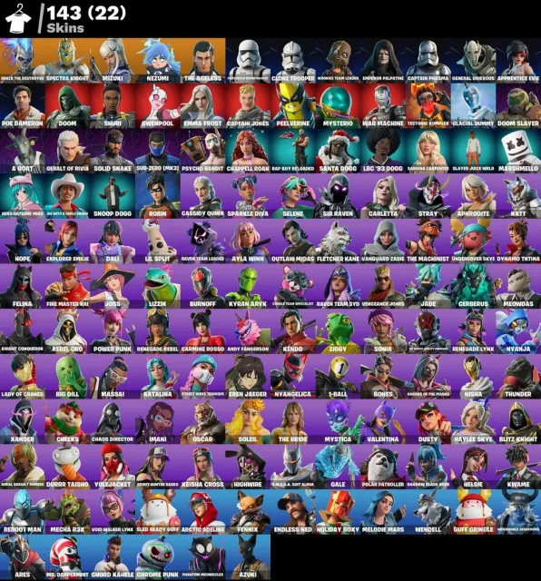 143 SKINS | PSYCHO BANDIT | CANDY AXE | 167 AXES | 1100 V-BUCKS | SIFU+DEATH STRANDING, Sale, skins 143