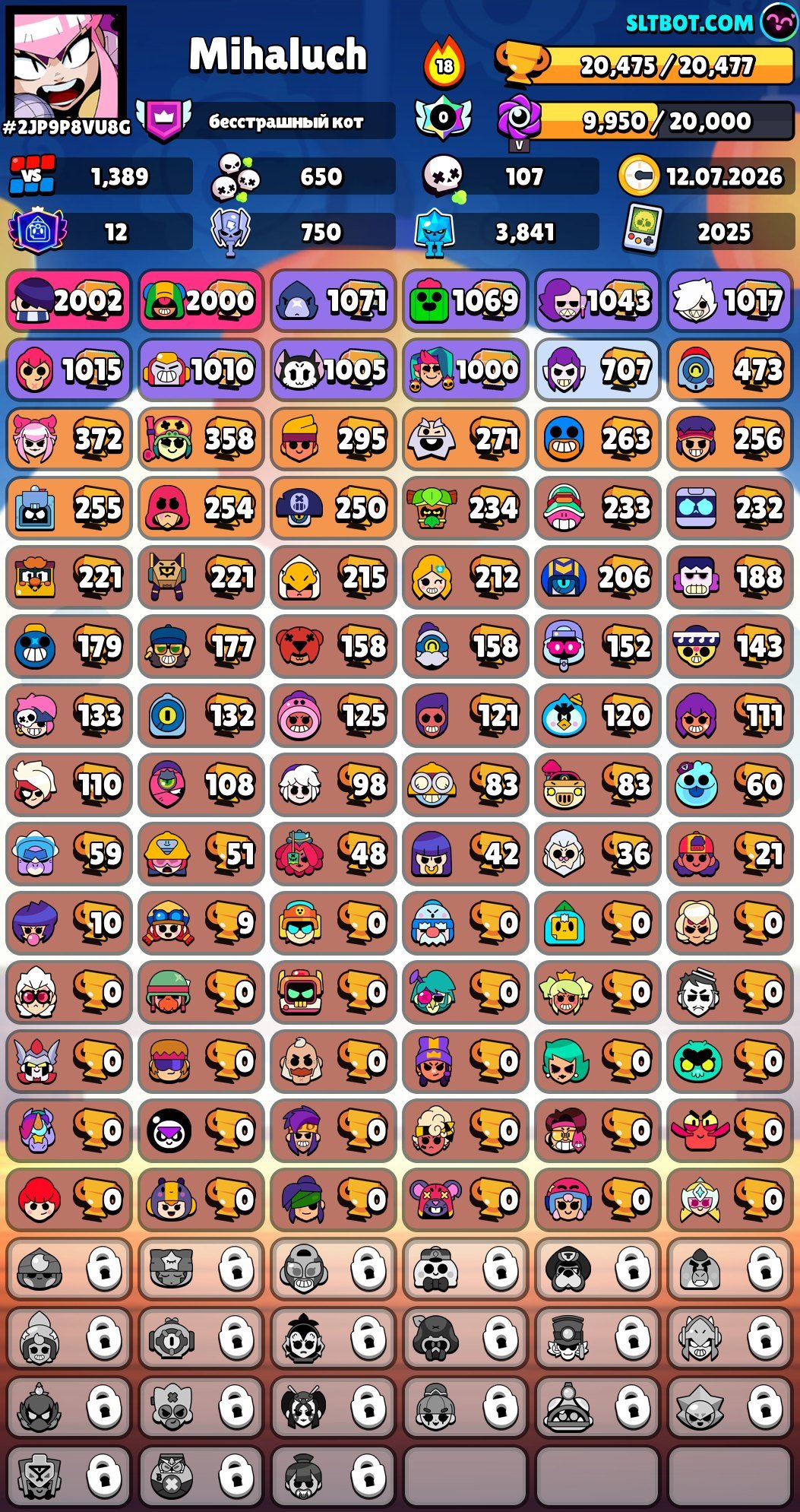 💯BC ACCOUNT💯12 PRIMES💯ACCOUNT COST, trophies 20475, brawlers 84, primes 12