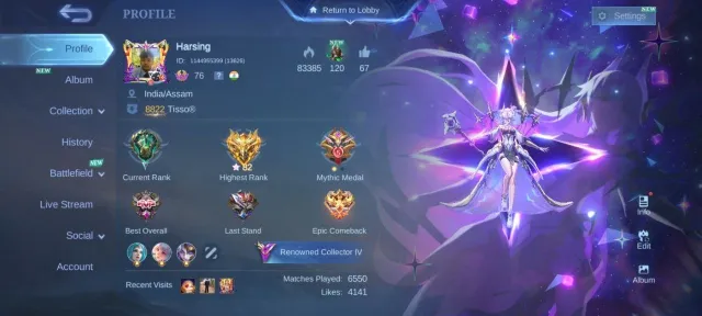 aspirnt vexana Bad bro Claude LUCKYBOX alpha Karina 34 deluxe EPIC moskov EPIC Lancelot EPIC gusion, Продажа, Ранг: Мифический, Уровень: 76, Процент побед: 50%, Герои: 122, Облики: 194