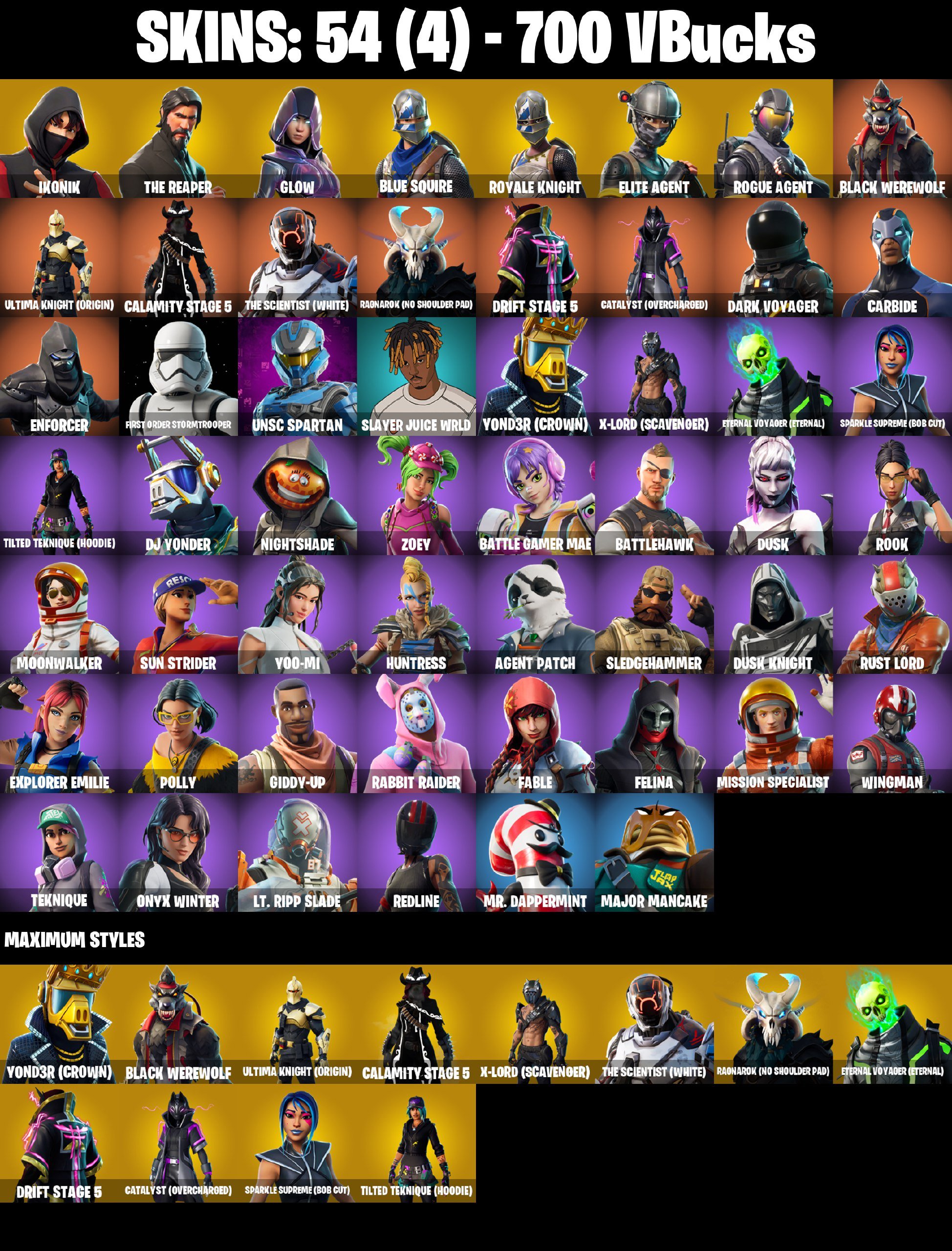 58 SKINS | IKONIK | Glow | Royale Knight | Blue Squire | The Reaper | Elite Agent | Rogue Agent, Sale, skins 58