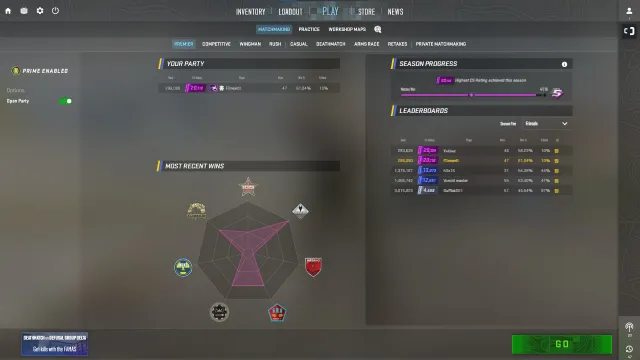 🔥🎮 CS2 | 20 118 Premier | Prime | 1200 hours | 🏅 Medal 2026, Sale, Inventory empty, Has PRIME, 20118 CS Rating